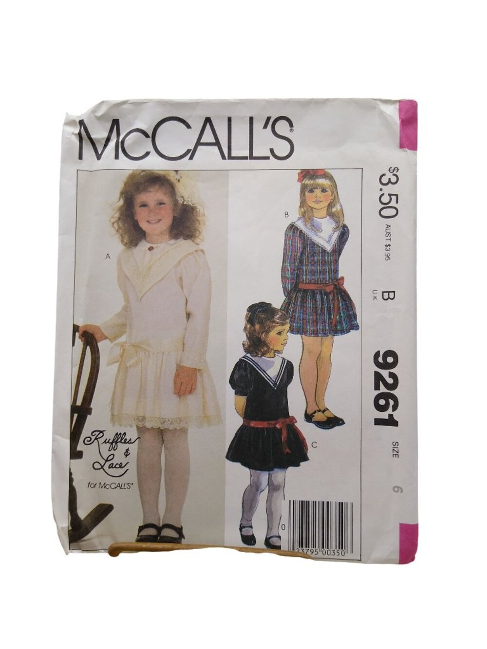 Vintage Sewing PATTERN McCalls 9261, Ruffles & Lace 1984 Childrens Dress, Girl
